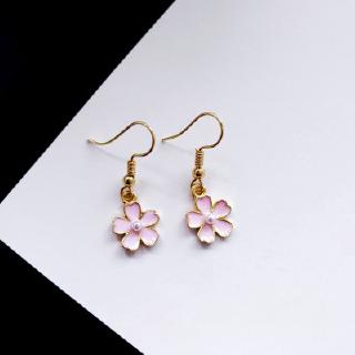 Korean Pink Small Flower Earrings Girl Ins
