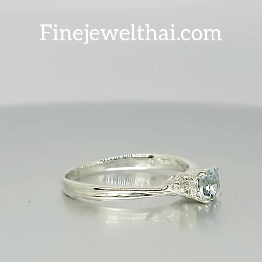finejewelthai-แหวนอะความารีน-แหวนเงินแท้-แหวนพลอยแท้-aqamarine-silver-ring-birthstone-r1292aq-เลือกสีตัวเรือนได้