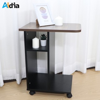 Aidia โต๊ะข้างโซฟา มีล้อ เกรดพรีเมี่ยม ไม้particle ดีไซน์สวย มีช่องสำหรับวางของ ขนาด 35x50x62cm. โต๊ะข้าง โต๊ะกาแฟ ชั้น