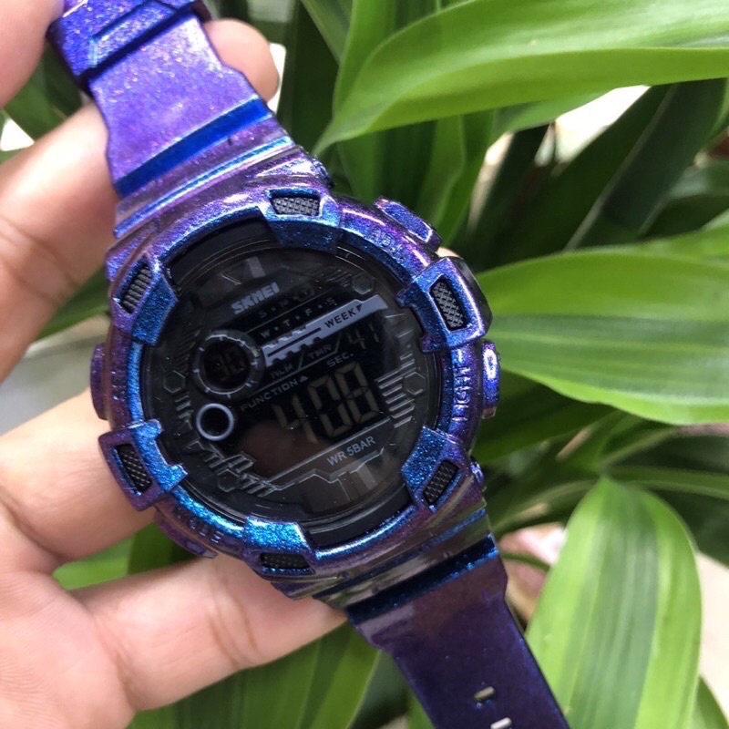 skmei-สีไทเทเนี่ยม-นาฬิกาข้อมือชาย-หญิง-เรือนและสายซิลิโคนเกรดa-ระบบquartz-digital-ฟังก์ชันครบ-กันน้ำได้3atm