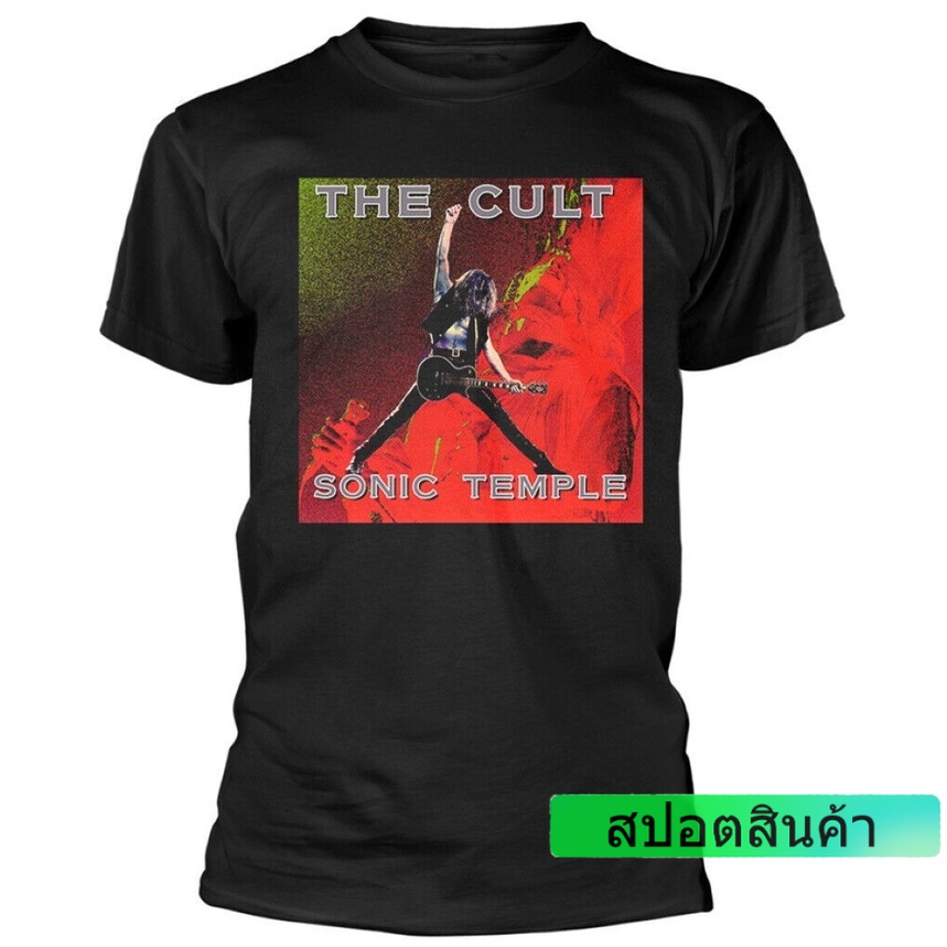 round-คอลูกเรือสไตล์สตรีท-cod-เสื้อยืด-ลาย-the-cult-sonic-temple-สีดํา-ใหม่-ของแท้-coming-club-4xl