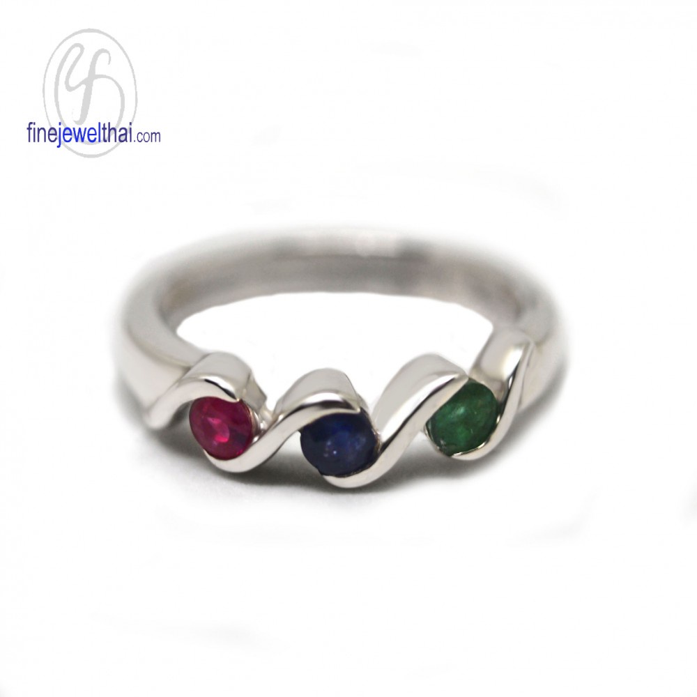 finejewelthai-แหวนพลอย-แหวนไพลิน-แหวนมรกต-แหวนทับทิม-พลอยแท้-แหวนเงินแท้-r1037mix-g