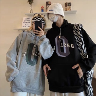 CHEN  เสื้อฮุ้ด แขนยาวสไตส์เกาหลีผ้านุ่ม พิมพ์ลายตัวอักษรภาษาอังกฤษ สไตล์เกาหลี แฟชั่นหญิงชายเสื้อฮู้ดแขนยาว พร้อมส่ง