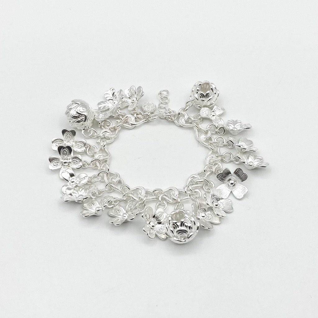 dsp-สร้อยข้อมือเงินแท้ลายเกือกม้า-ร้อยชาร์มดอกไม้นานาพรรณ-เงินแท้-925-925-sterling-silver-charm-bracelet-cfs0012
