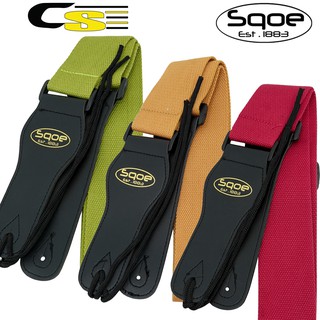 Sqoe BD-020 Guitar Strap สายสะพายกีตาร์ ผ้าฝ้าย ปลายหนังเทียม พร้อมเชือกผูกหัวกีตาร์