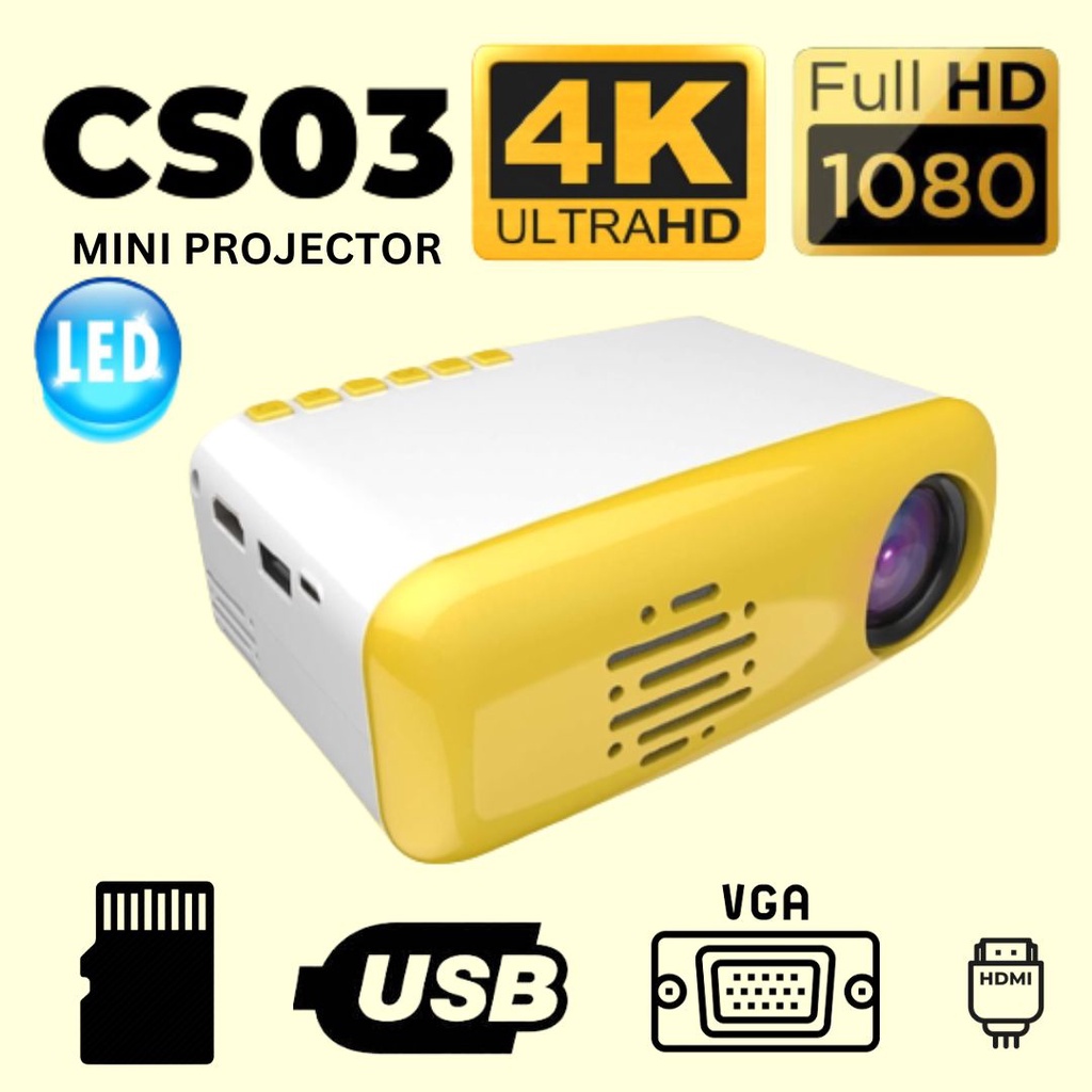 ราคาและรีวิวโปรเจคเตอร์ CS03 LED HD 1080P มินิ โปรเจคเตอร์ แบบพกพา