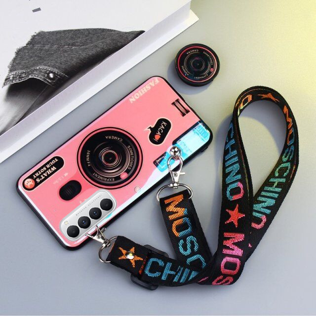 เคสโทรศัพท์-oppo-reno4-pro-4g-reno4-cute-camera-pattern-phone-case-with-adjustable-lanyard-strap-cover-new-casing