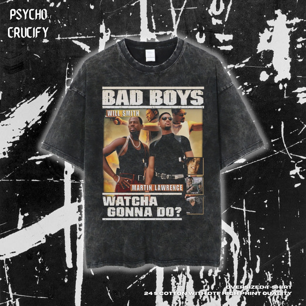 psycho-crucify-bad-boys-watcha-gonna-do-เสื้อยืด-ขนาดใหญ่-หินล้างทําความสะอาด-เสื้อยืด-ลาย-bad-boys-สําหรับเด็กผู