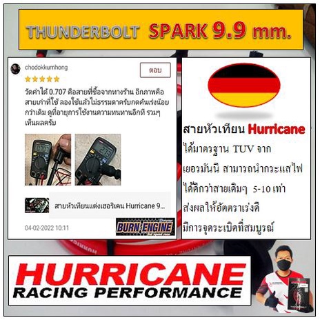 สายหัวเทียนแต่ง-toyota-3sge-คอไอดีกลม-hurricane-ignition-wire-9-9-mm-สินค้าแท้รับประกัน1ปี