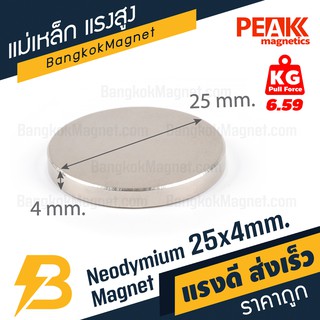 แม่เหล็กเงินแรงสูง 25x4 มม. แม่เหล็กแรงสูงนีโอไดเมียม ซื้อแม่เหล็กแรงสูง PEAK magnetics BK1481