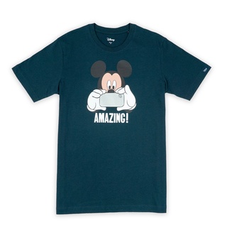 เสื้อยืดผ้าฝ้ายDisney Mickey Go Men Amazing T-Shirt - เสื้อผู้ชาย มิกกี้โกลายมิกกี้เม้าส์ถ่ายรูป  c