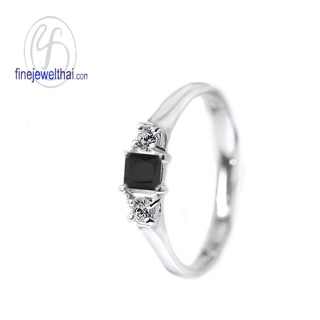 Finejewelthai-แหวน-แหวนนิล-นิลแท้-แหวนเงินแท้-แหวนพลอย-พลอยประจำเดือนเกิด-Black-Spinel-Silver-Ring-R1181on