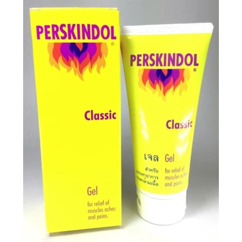 ภาพหน้าปกสินค้าสีเหลือง สูตรร้อน PERSKINDOL CLASSIC GEL 100 ML.บรรเทาอาการปวดกล้ามเนื้อ ปวดหลัง ข้ออักเสบ คอเคล็ด ฟกช้ำ จากร้าน chayahealthshop บน Shopee