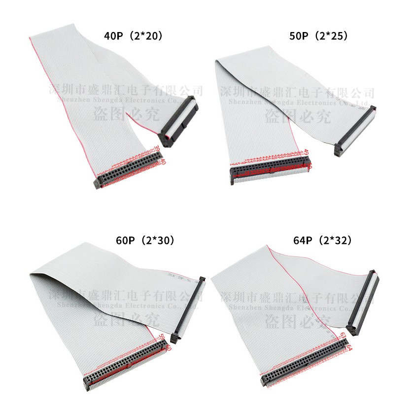 สีเทาแบนสาย FC-6/10/14/16/20 ~ 64P Double-ended สาย AVR สาย 10/20/30 ...