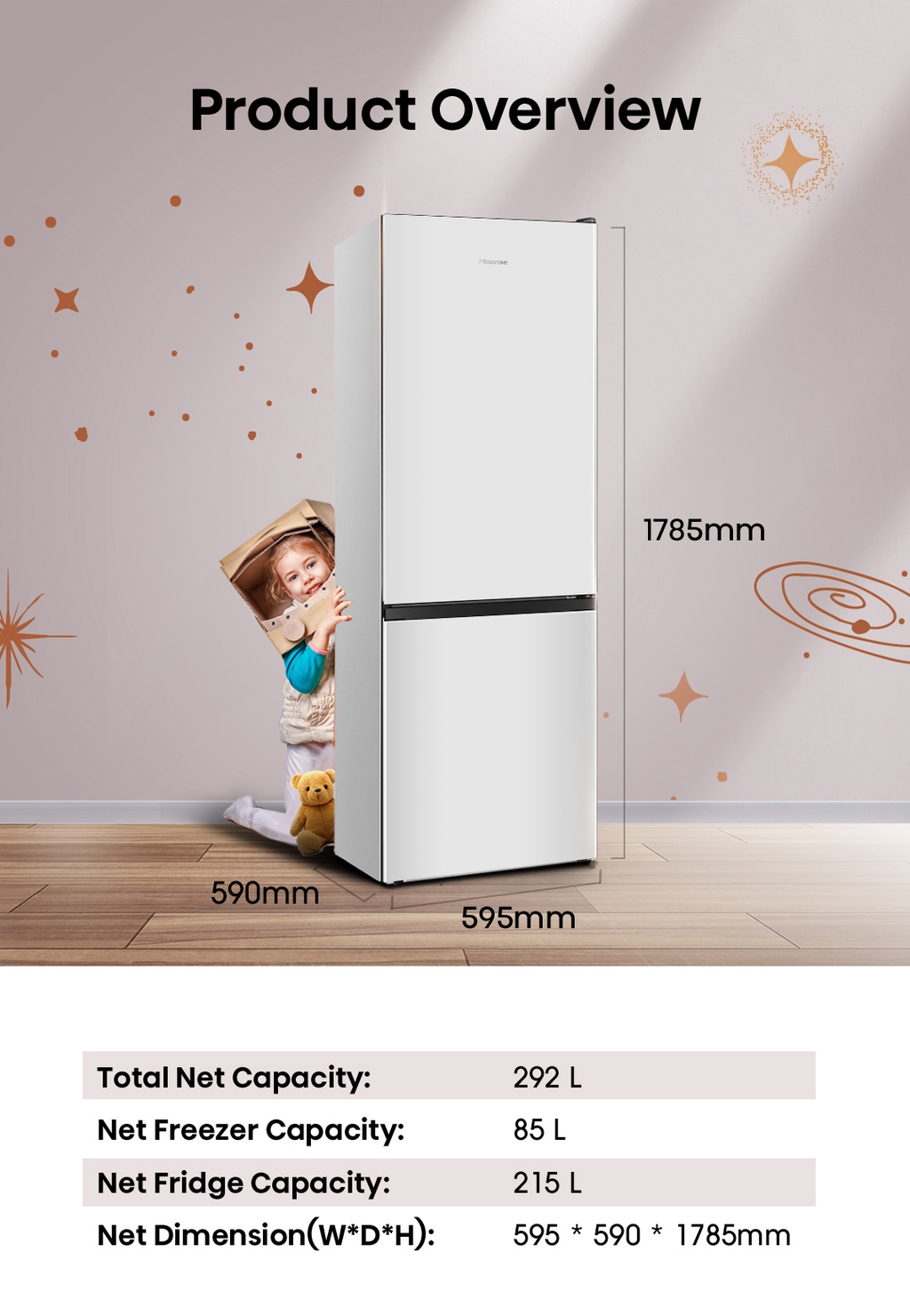 ลองดูภาพสินค้า Hisense ตู้เย็น 2 ประตู :10.6 Q/299 ลิตร รุ่น ERB286W