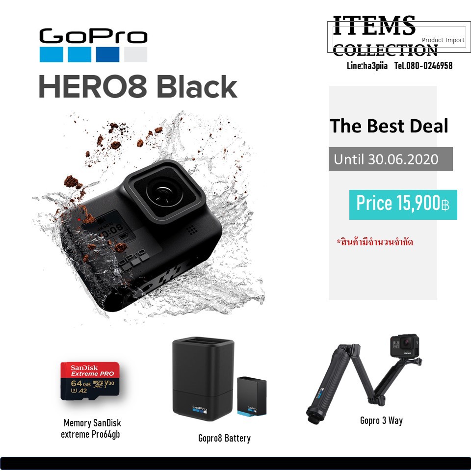ภาพสินค้าGoPro Hero 8 Black แถม Memory รุ่นดีที่สุด ประกันศูนย์ไทย 1 ปี จากร้าน items_collection บน Shopee ภาพที่ 1