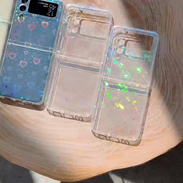 aurora-rainbow-transparent-hard-pc-phone-case-for-samsung-galaxy-z-flip-3-5g-laser-cute-colorful-love-heart-z-flip3-cover