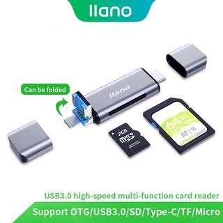 ภาพหน้าปกสินค้าllano อะแดปเดอร์แปลง เครื่องอ่านการ์ด 5 in 1  USB 3.0 Type C  TF SD Micro SD OTG ที่เกี่ยวข้อง