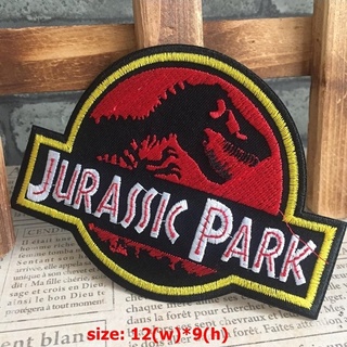Jurassic Park ตัวรีดติดเสื้อ อาร์มรีด อาร์มปัก ตกแต่งเสื้อผ้า หมวก กระเป๋า แจ๊คเก็ตยีนส์ Movie Embroidered Iron on Patch