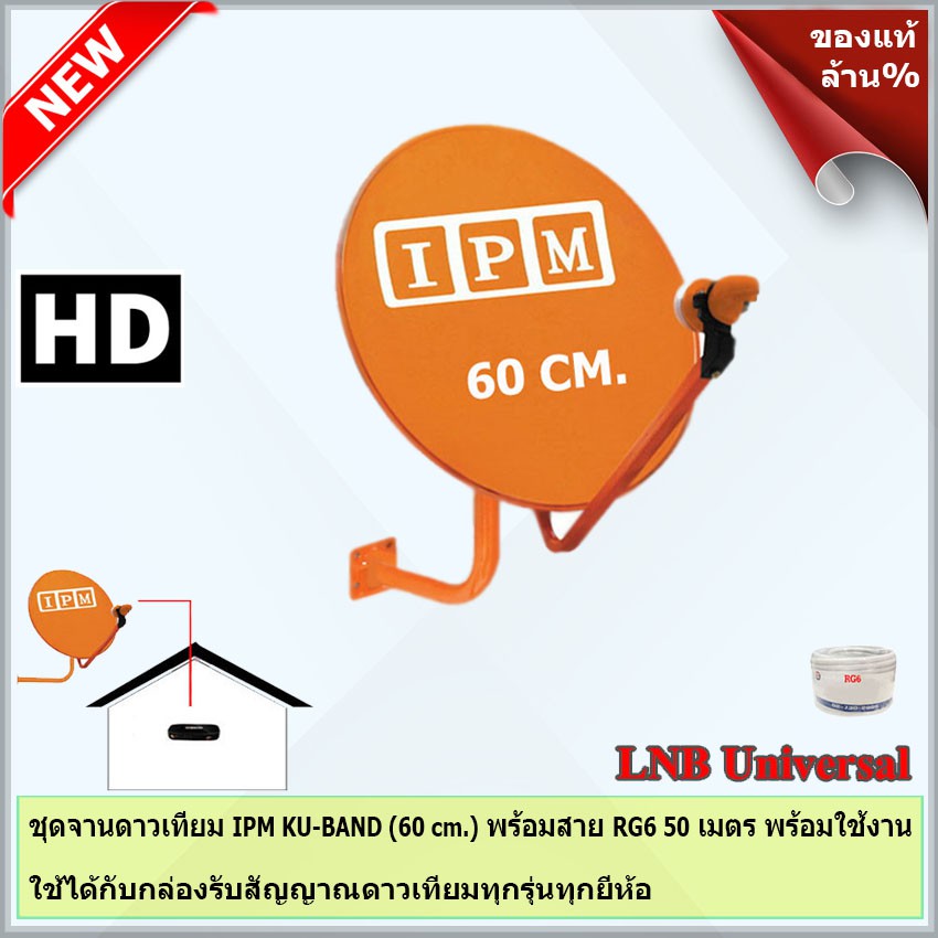 ipm-ku-band-ชุดจานดาวเทียมไอพีเอ็ม-60-cm-lnb-อุปกรณ์ครบชุด-พร้อมสาย-50-เมตร