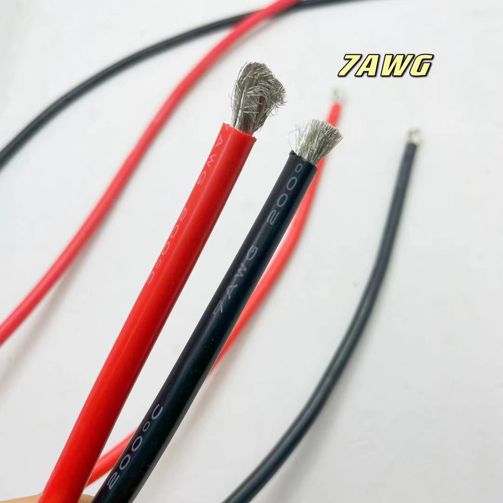 สายไฟดำแดง-แดงดำ-6awg-10awg-สายไฟซิลิโคน-ทนต่อความร้อนได้สูง-ขายเป็นเมตร