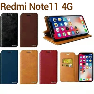 Redmi Note11/11S 4Gตรงรุ่น(พร้อมส่งในไทย)เคสฝาพับXiaomi Redmi Note11Pro 4G/5Gเคสกระเป๋าเปิดปิดแบบแม่เหล็ก เก็บนามบัตรได้