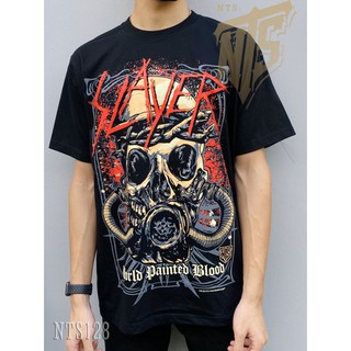 เสื้อยืดผ้าฝ้ายพรีเมี่ยม  128 Slayer ROCK เสื้อยืด เสื้อวง เสื้อดำ สกรีนลายอย่างดี ผ้าหนานุ่ม ไม่หดไม่ย้วย  T SHIR