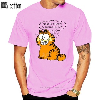 เสื้อยืดผ้าฝ้ายพิมพ์ลายขายดี เสื้อยืด พิมพ์ลาย Garfield Smiling ตลก แปลกใหม่ สําหรับผู้ชาย