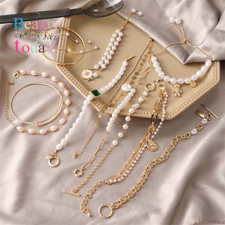 #100% Original# เครื่องประดับสร้อยข้อมือมุกสองชั้นแฟชั่นสําหรับสตรี