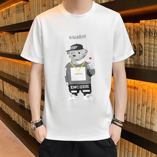 เสื้อยืดแขนสั้นลําลอง พิมพ์ลายการ์ตูน เข้ากับทุกการแต่งกาย แบบเรียบง่าย แฟชั่นสําหรับผู้ชาย