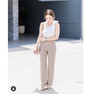 LadyJaneBrand LJ048 Diana Pants shorts khaki กางเกงขายาวเอวสูงสีกากี สีน้ำตาลอ่อน size s