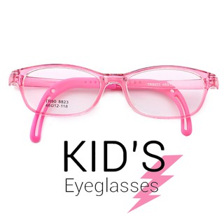 KOREA แว่นตาแฟชั่นเด็ก แว่นตาเด็ก รุ่น 8823 C-3 สีชมพูกรอบใส ขาข้อต่อ วัสดุ TR-90 (สำหรับตัดเลนส์) เบาสวมไส่สบาย