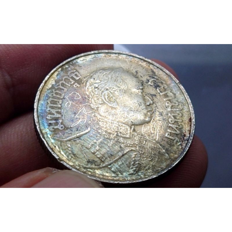เหรียญบาทเงิน-หนึ่งบาท-ออกใช้สมัย-ร-6-พระบรมรูป-ตราไอราพต-รัชกาลที่6-ปีพ-ศ-2456-สภาพสวย-ช้างสามเศียร-เหรียญหายาก