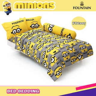 Fountain ชุดผ้าปูที่นอน3.5ฟุต ,ชุดเครื่องนอน3.5ฟุต ,ผ้าห่มนวม60x80นิ้ว MINIONS FTC007
