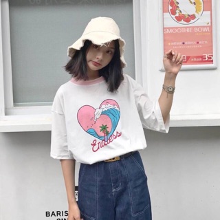 เสื้อยืดแต่งคอสีชมพู 🎄 Korean Style 🍃 มีหลายสี เลื่อนดูภาพถัดไปน้าา 🔸