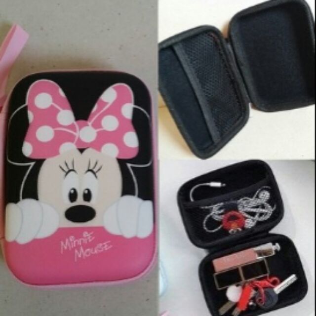 กล่องซิป-ใบใหญ่-ใส่-powerbank-หูฟัง-อุปกรณ์-diy-สำหรับพกพา-ลาย-minnie-mouse-มินนี่เม้าส์-ขนาด-4x5x1-5-นิ้ว