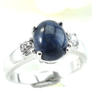 💎S229 แหวนพลอยแท้ แหวนเงินแท้ชุบทองคำขาว พลอยไพลินแท้ 100%