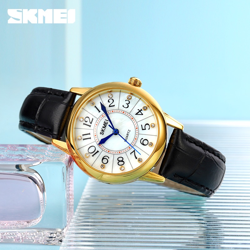 skmei-นาฬิกาข้อมือควอตซ์-ดิจิทัล-สายหนัง-กันน้ํา-หรูหรา-เรียบง่าย-สําหรับผู้หญิง