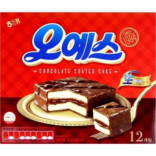 ขนมเกาหลี oh yes haitai chocolate coated cake ขนมปังสอดไส้ช็อคโกเเล็ตเค้ก 360g นำเข้าจากเกาหลี 해태 오예스