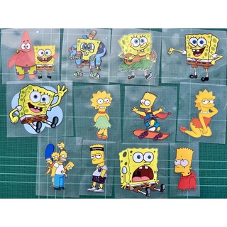 ตัวรีดการ์ตูนสุดฮิต  🧀 The Simpsons , SpongeBob 🐚 รีดง่ายแผ่นฟิมล์รีดร้อนติดเสื้อ 🔆