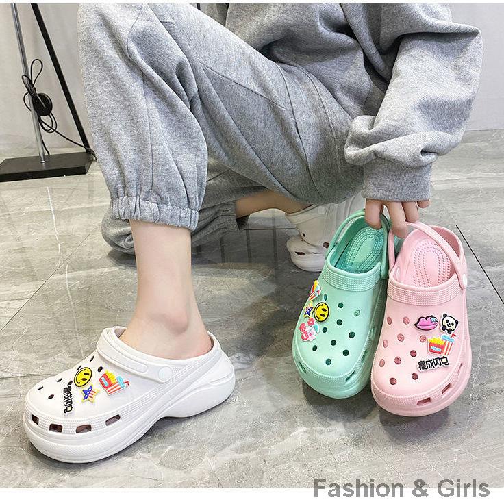 ภาพสินค้า6cm รองเท้าสไตล์เกาหลี รองเท้าหัวโต แบบสวมรัดส้น รองเท้ารุ่นแม่ชมพู่ สีสันสดใส พื้นนิ่มใส่สบาย จากร้าน ddurianav53 บน Shopee ภาพที่ 5