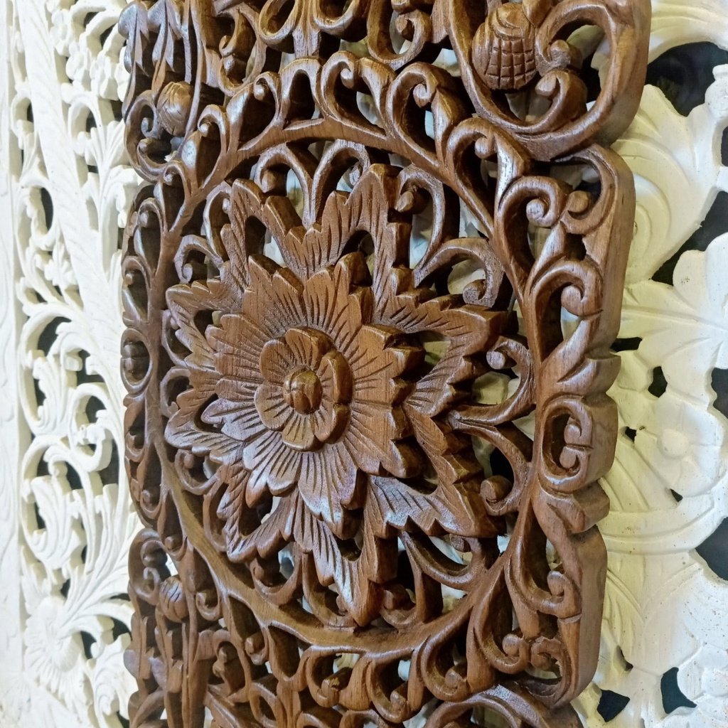 งานไม้-งานแกะสลัก-ไม้สัก-รูปดอกไม้-ขนาดกว้าง-35-x-ยาว-90-ซม-wood-carving-for-decoration