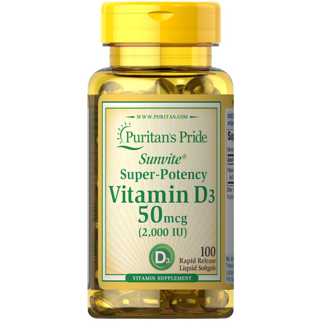 ภาพหน้าปกสินค้าPuritan Vitamin D3 50 mcg (2000 IU) 100 softgels วิตามินดี 3 จากร้าน bestproductweb บน Shopee