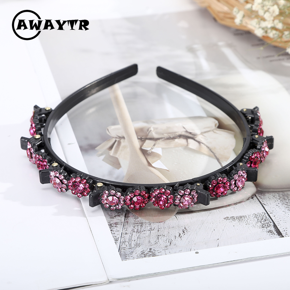 awaytr-ที่คาดผมประดับไรน์สโตนสไตล์เกาหลีสําหรับผู้หญิง