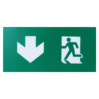 EMERGENCY EXIT SIGN DELIGHT BLA1 PERSON EXIT THROUGH DOORWAY LEFT DOWN ARROW แผ่นป้ายทางออกฉุกเฉิน DELIGHT BLA1 ป้าย ศรล