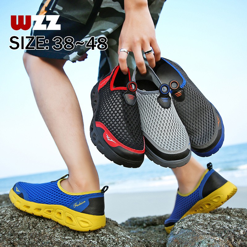 ภาพหน้าปกสินค้าWzz รองเท้ากีฬา รองเท้าชายหาด ระบายอากาศ กันน้ํา สําหรับตกปลา