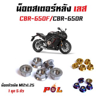 น็อตสเตอร์หลัง CBR650 น็อตตัวเมียยึดสเตอร์หลัง น็อตตัวเมีย (1ชุดมี 5ตัว) ลายก้นหอย งานสแตนเลสแท้