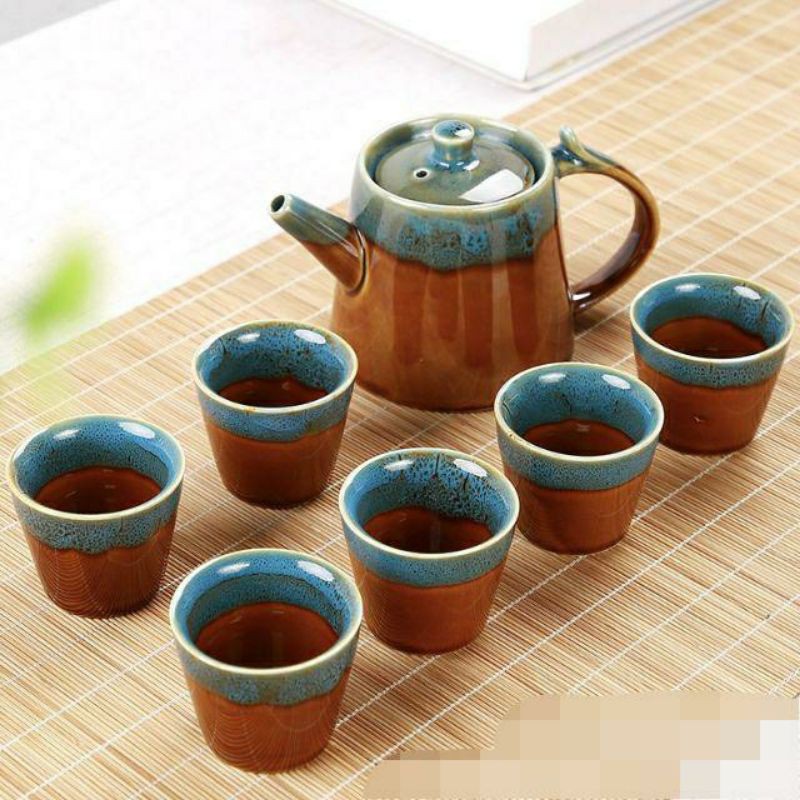 ชุดชงน้ำชาเซรามิก-กาน้ำชาพร้อมถ้วย-ชุดชงชาลายสวยๆ