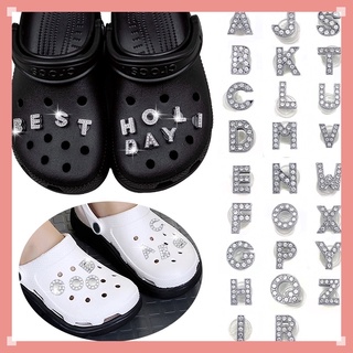 สินค้า CROCS Jibbitz จี้คริสตัล รูปตัวอักษร ประดับเพชร เครื่องประดับ สําหรับเด็กผู้ชาย และเด็กผู้หญิง