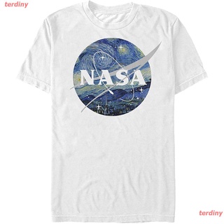 terdiny เสื้อยืดแขนสั้น 100%cotton เสื้อยืดผู้ชายแฟชั่น Mens NASA Starry Night Logo T-Shirt Men เสื้อ ยืด ผู้ชาย คอกลม